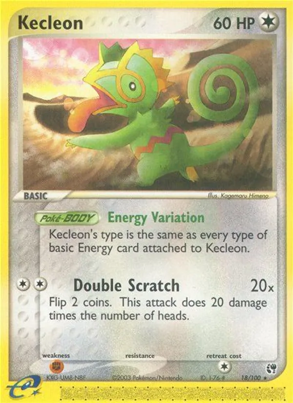 Carta Kecleon, número 18/100 da coleção Sandstorm