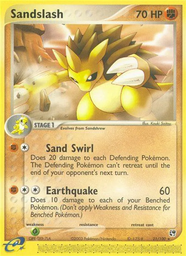 Carta Sandslash, número 21/100 da coleção Sandstorm