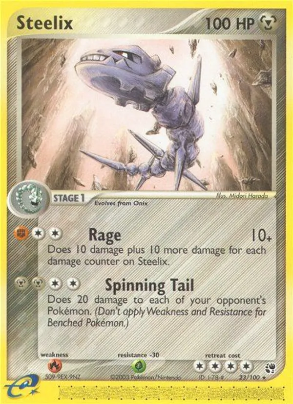 Carta Steelix, número 23/100 da coleção Sandstorm