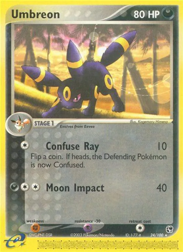 Carta Umbreon, número 24/100 da coleção Sandstorm