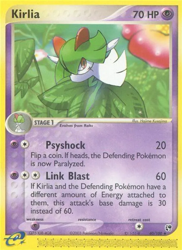 Carta Kirlia, número 40/100 da coleção Sandstorm
