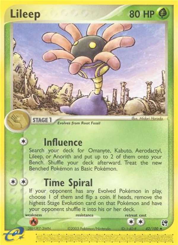 Carta Lileep, número 42/100 da coleção Sandstorm