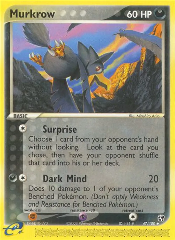 Carta Murkrow, número 47/100 da coleção Sandstorm