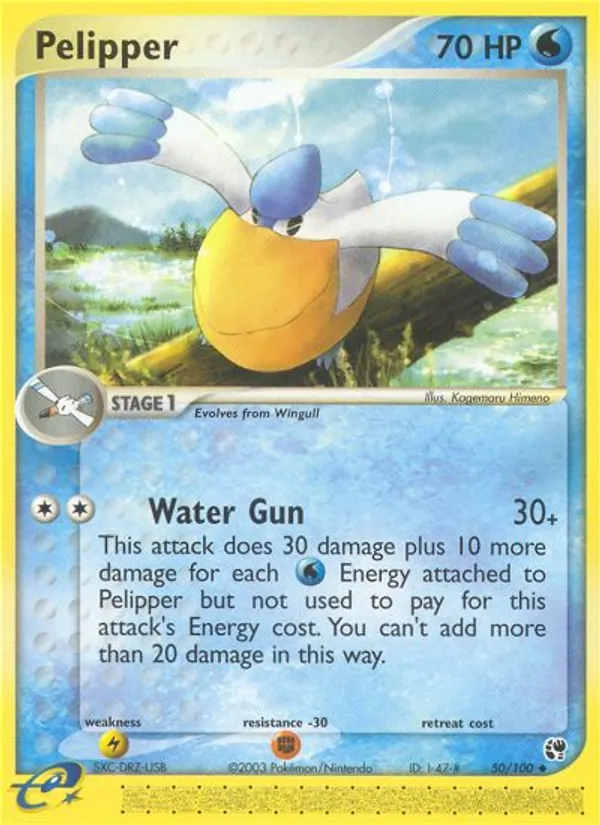 Carta Pelipper, número 50/100 da coleção Sandstorm