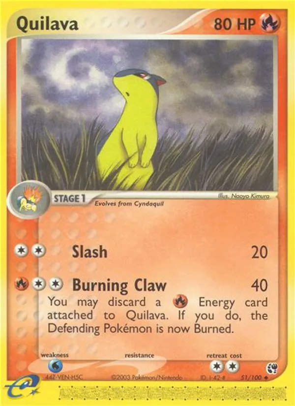Carta Quilava, número 51/100 da coleção Sandstorm