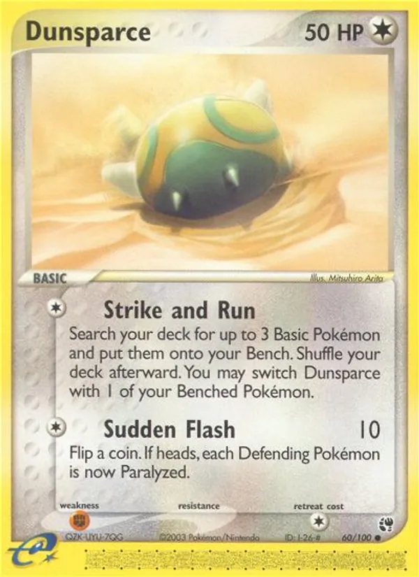 Carta Dunsparce, número 60/100 da coleção Sandstorm