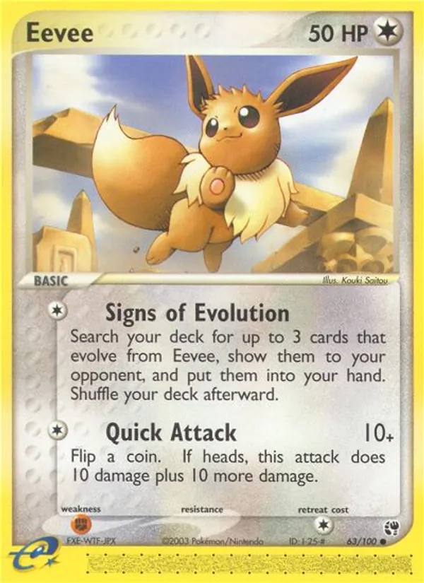 Carta Eevee, número 63/100 da coleção Sandstorm
