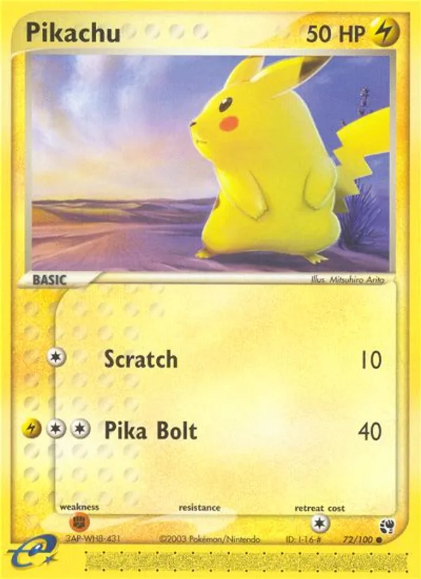 Carta Pikachu, número 72/100 da coleção Sandstorm