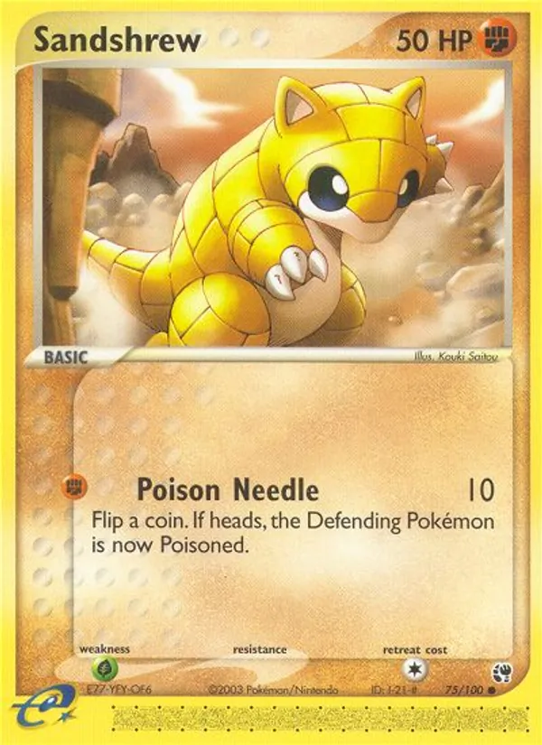 Carta Sandshrew, número 75/100 da coleção Sandstorm