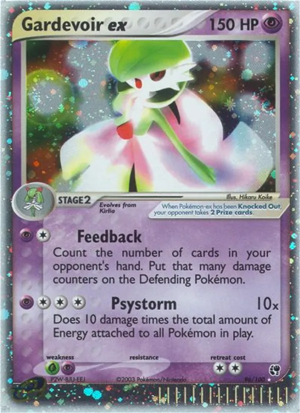 Carta Gardevoir ex, número 96/100 da coleção Sandstorm