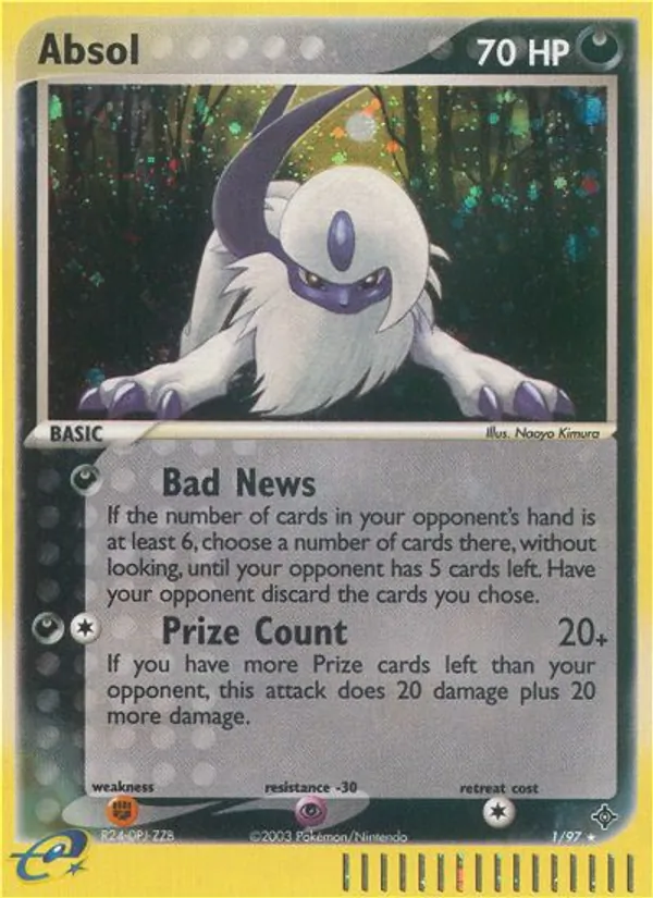 Carta Absol, número 1/97 da coleção Dragon