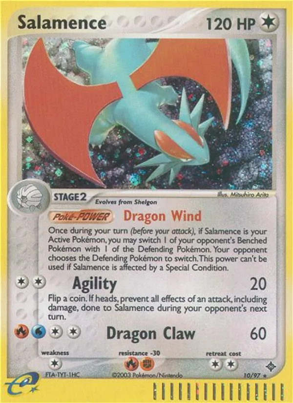 Carta Salamence, número 10/97 da coleção Dragon