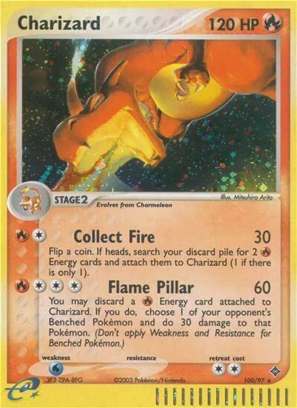 Carta Charizard, número 100/97 da coleção Dragon
