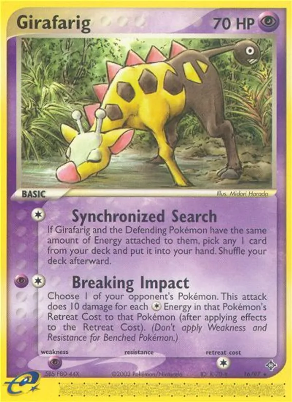 Carta Girafarig, número 16/97 da coleção Dragon