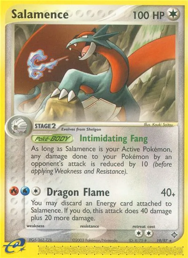 Carta Salamence, número 19/97 da coleção Dragon