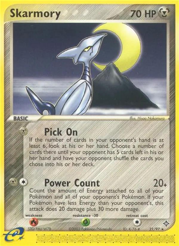 Carta Skarmory, número 21/97 da coleção Dragon