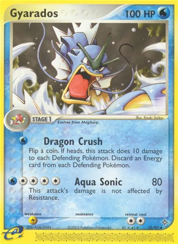Carta Gyarados, número 32/97 da coleção Dragon