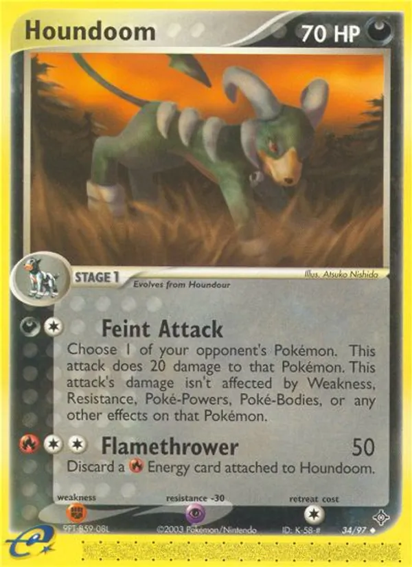 Carta Houndoom, número 34/97 da coleção Dragon