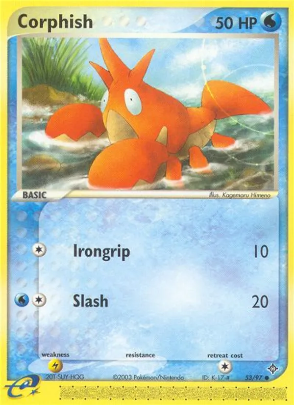 Carta Corphish, número 53/97 da coleção Dragon