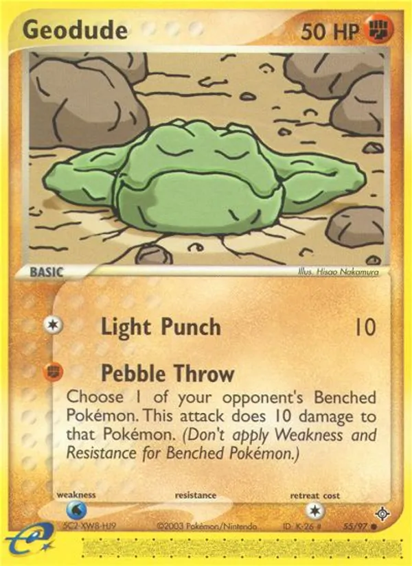 Carta Geodude, número 55/97 da coleção Dragon