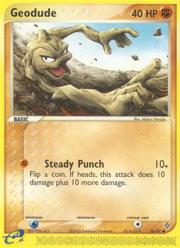 Carta Geodude, número 56/97 da coleção Dragon