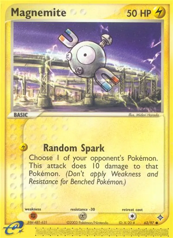 Carta Magnemite, número 62/97 da coleção Dragon