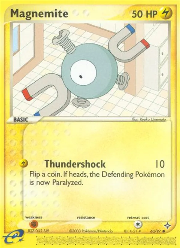 Carta Magnemite, número 63/97 da coleção Dragon