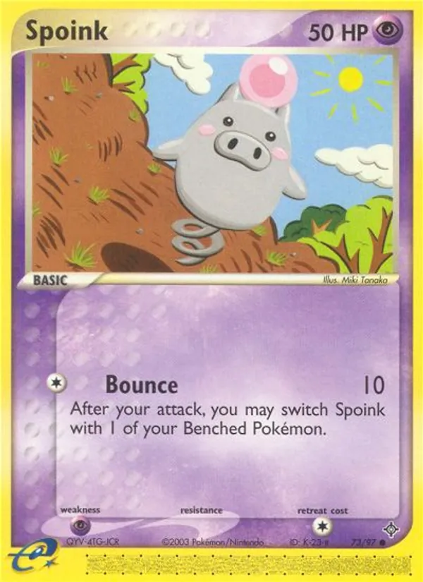 Carta Spoink, número 73/97 da coleção Dragon