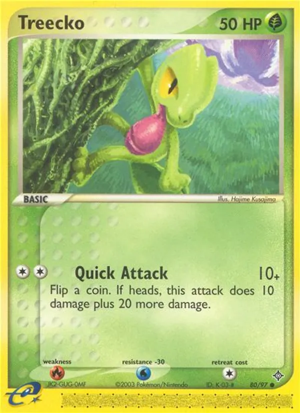 Carta Treecko, número 80/97 da coleção Dragon