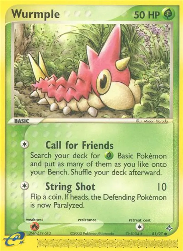 Carta Wurmple, número 81/97 da coleção Dragon