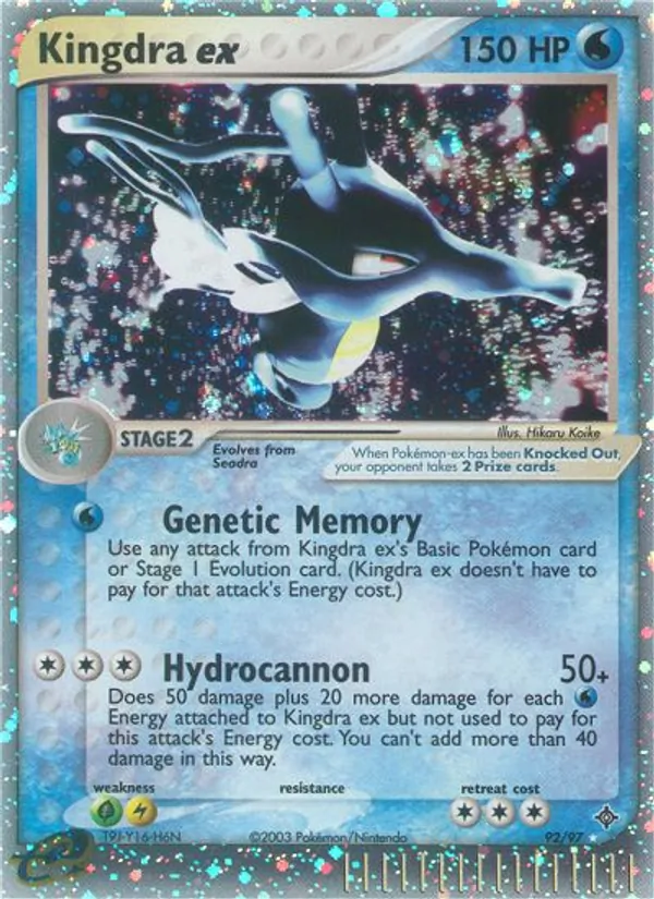 Carta Kingdra ex, número 92/97 da coleção Dragon