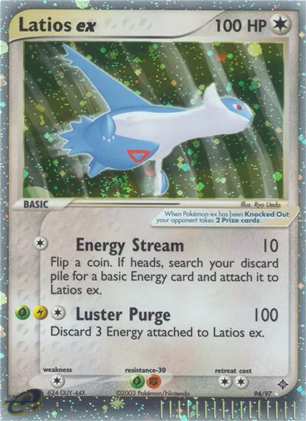 Carta Latios ex, número 94/97 da coleção Dragon