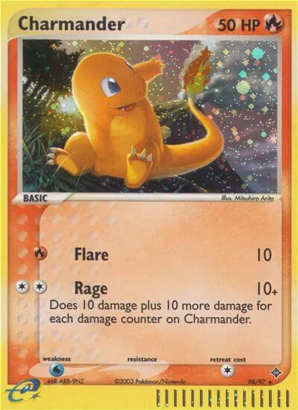 Carta Charmander, número 98/97 da coleção Dragon