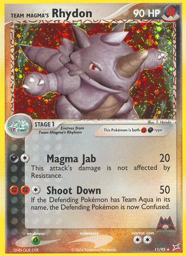 Carta Team Magma's Rhydon, número 11/95 da coleção Team Magma vs Team Aqua