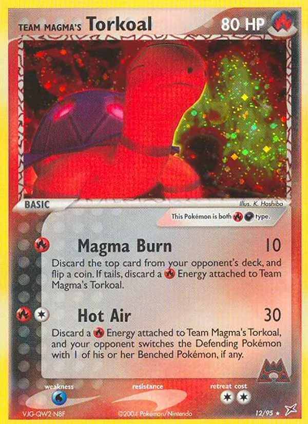 Carta Team Magma's Torkoal, número 12/95 da coleção Team Magma vs Team Aqua