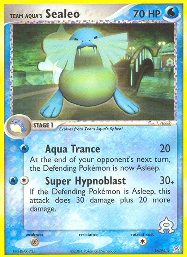 Carta Team Aqua's Sealeo, número 16/95 da coleção Team Magma vs Team Aqua