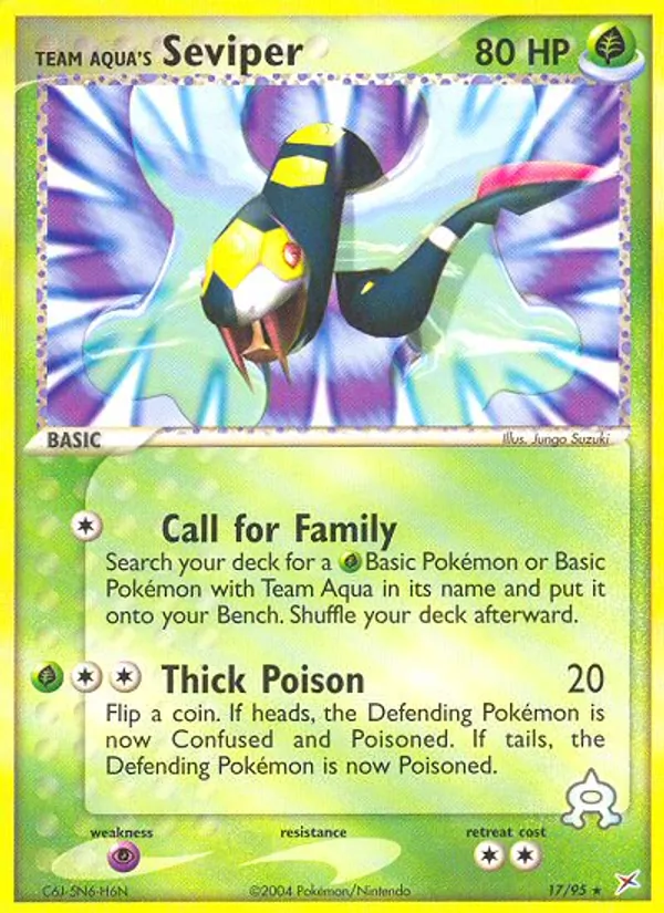 Carta Team Aqua's Seviper, número 17/95 da coleção Team Magma vs Team Aqua