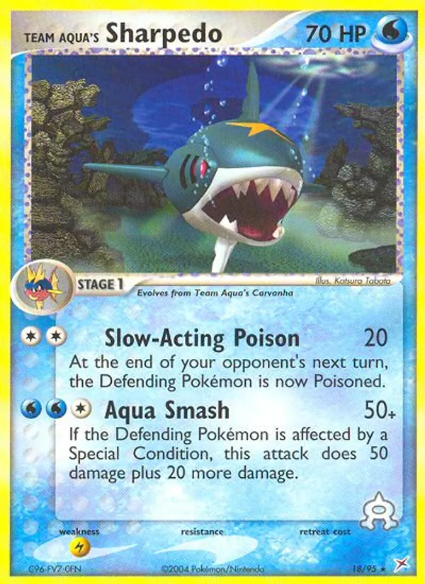 Carta Team Aqua's Sharpedo, número 18/95 da coleção Team Magma vs Team Aqua