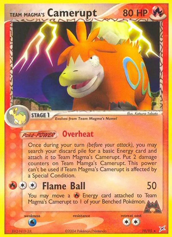 Carta Team Magma's Camerupt, número 19/95 da coleção Team Magma vs Team Aqua