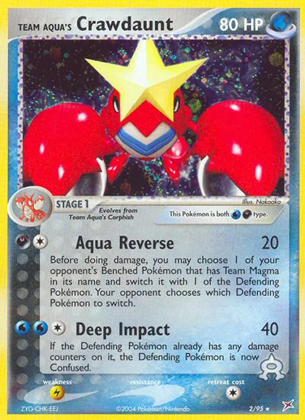 Carta Team Aqua's Crawdaunt, número 2/95 da coleção Team Magma vs Team Aqua