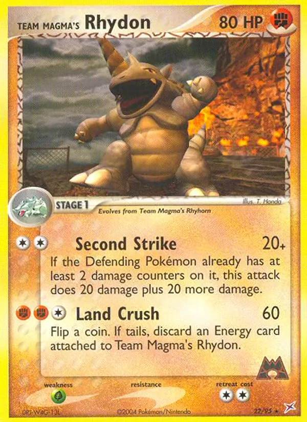 Carta Team Magma's Rhydon, número 22/95 da coleção Team Magma vs Team Aqua