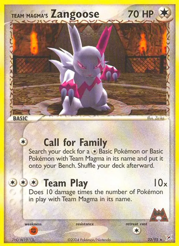 Carta Team Magma's Zangoose, número 23/95 da coleção Team Magma vs Team Aqua