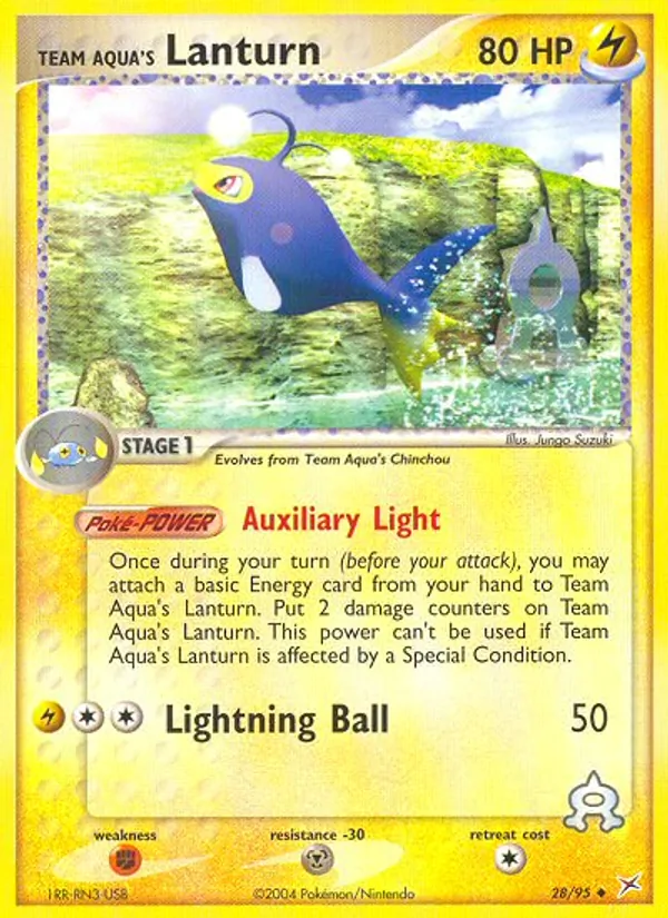 Carta Team Aqua's Lanturn, número 28/95 da coleção Team Magma vs Team Aqua