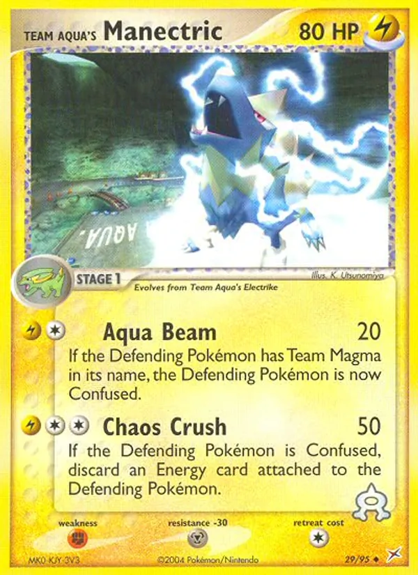 Carta Team Aqua's Manectric, número 29/95 da coleção Team Magma vs Team Aqua