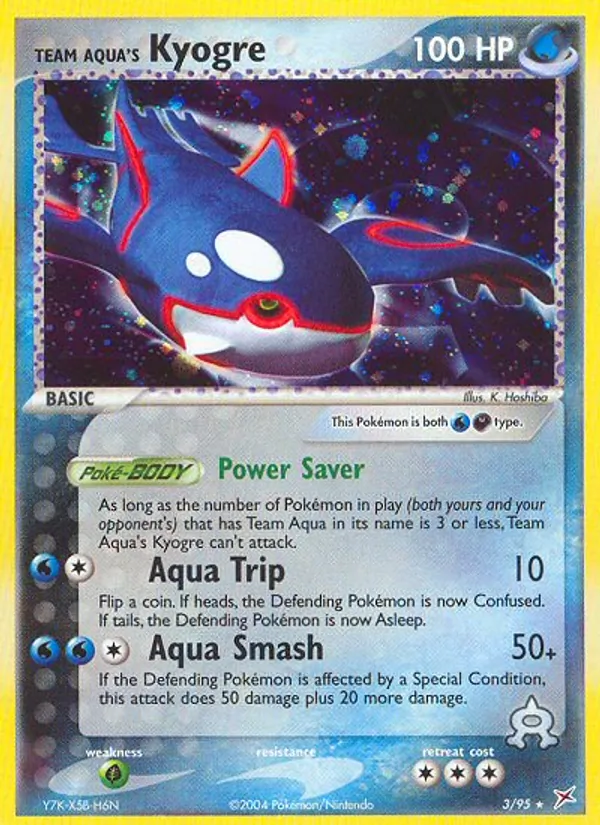 Carta Team Aqua's Kyogre, número 3/95 da coleção Team Magma vs Team Aqua