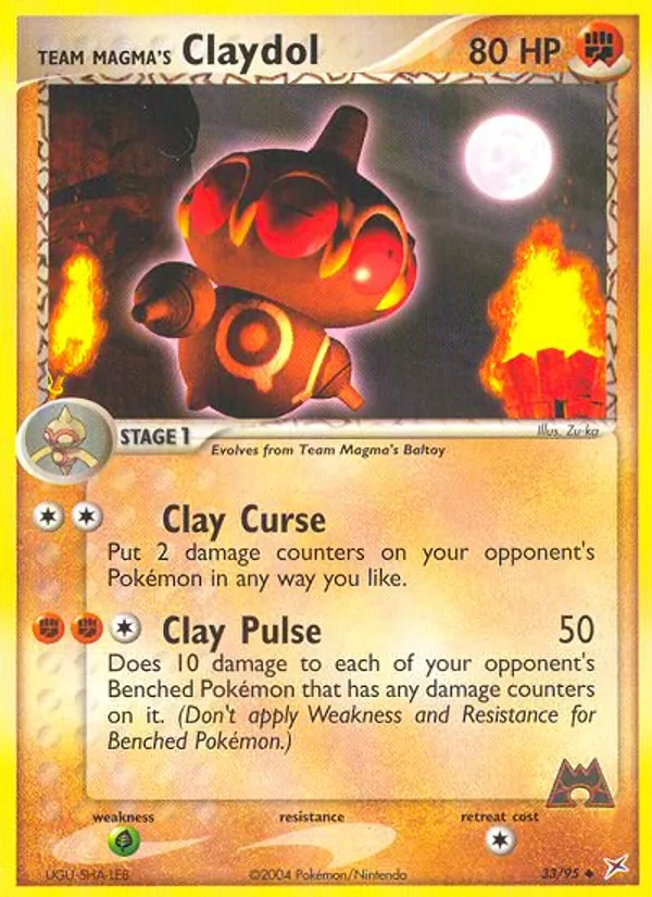 Carta Team Magma's Claydol, número 33/95 da coleção Team Magma vs Team Aqua