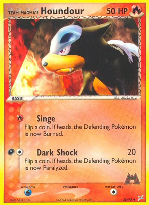 Carta Team Magma's Houndour, número 35/95 da coleção Team Magma vs Team Aqua