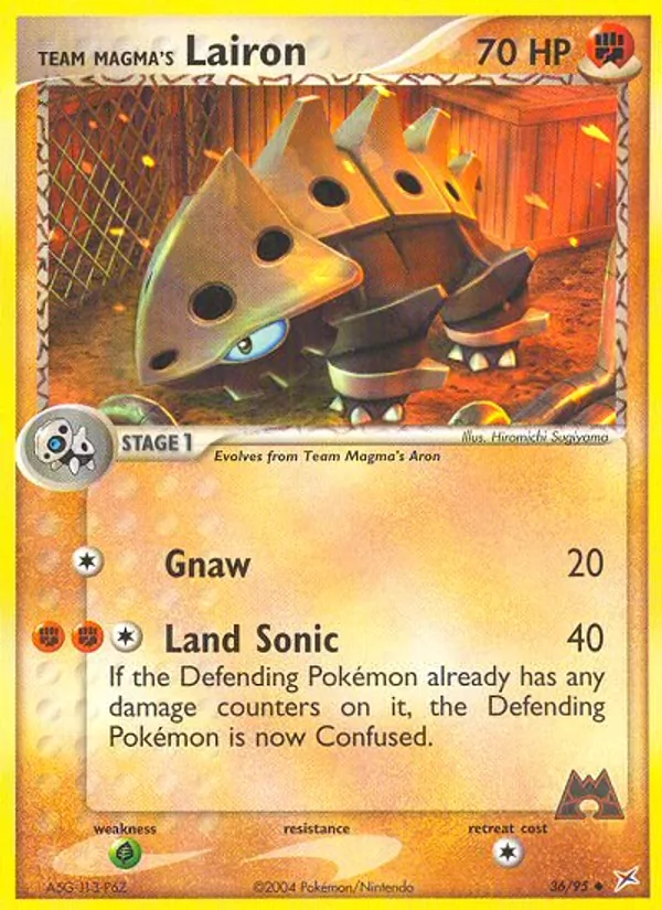 Carta Team Magma's Lairon, número 36/95 da coleção Team Magma vs Team Aqua
