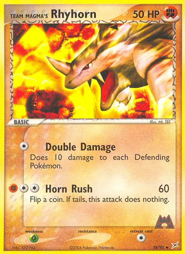 Carta Team Magma's Rhyhorn, número 38/95 da coleção Team Magma vs Team Aqua