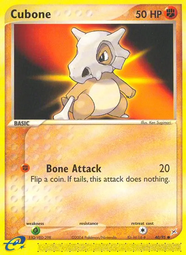 Carta Cubone, número 40/95 da coleção Team Magma vs Team Aqua